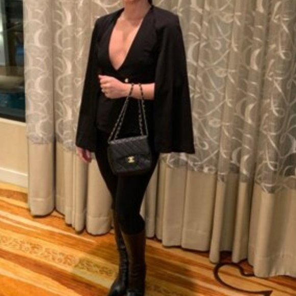 ALL ABOUT CLASS black 2 piece Cape Blazer & Pants Suit - Picture 6 of 16